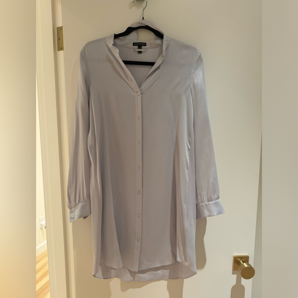 Eileen Fisher lavender silk shirtdress, size XS